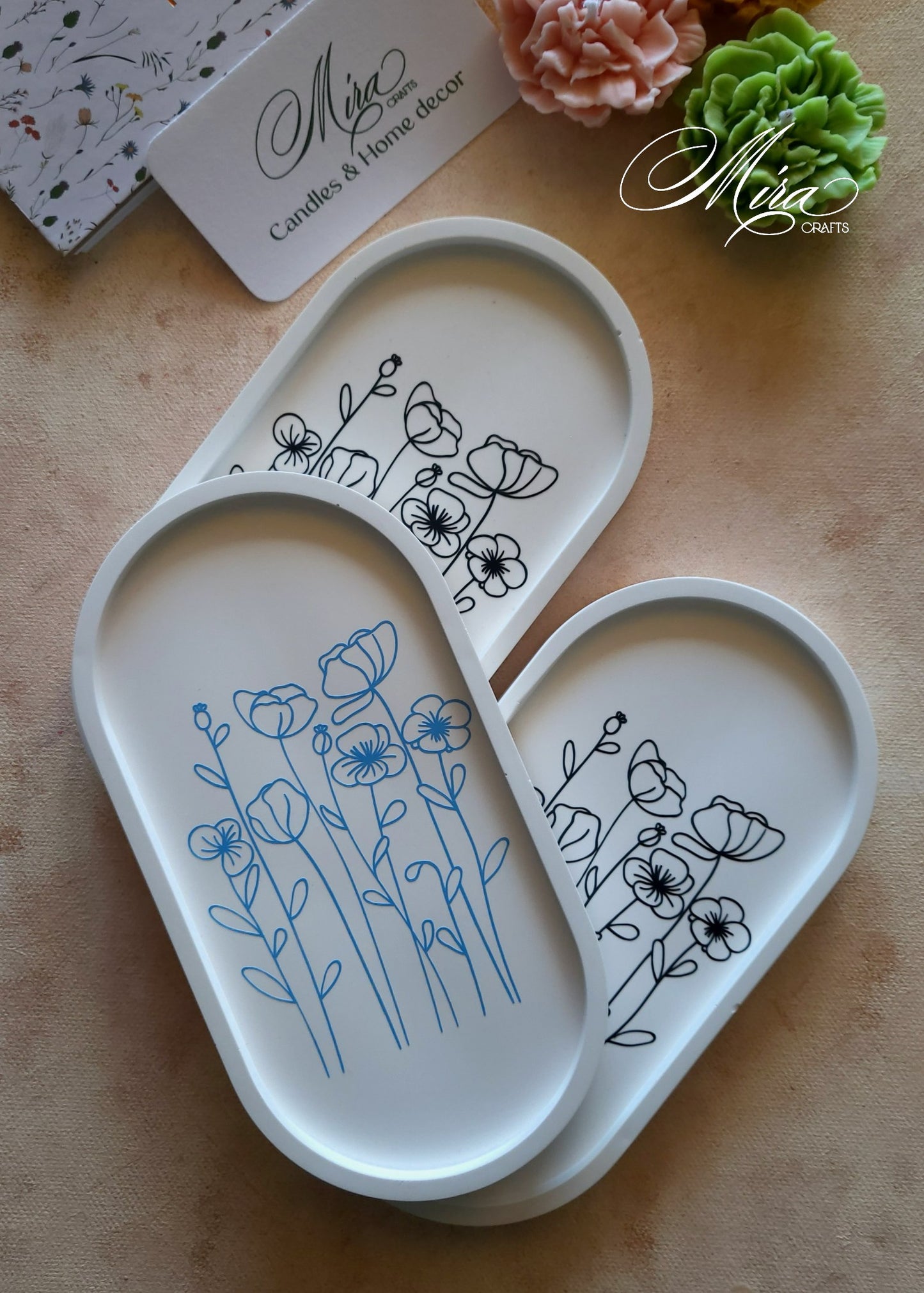 Oval Flores | bandeja decorativa